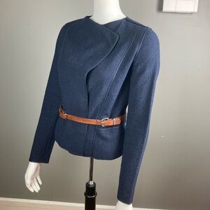 Vince blazer jacket cascade navy blue draping extra‎ small cotton blend